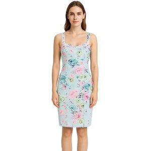CBR Women’s Floral Bodycon Dress Size S Blue Multicolor Sleeveless Cocktail